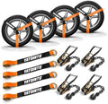 4 Pack Car Tie Down Straps for Trailers, Lasso Wheel Strap 9900LBS Break by YATOINTO