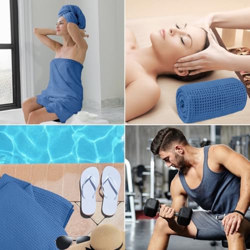 HOMEXCEL Waffle Bath Towels Set of 4 Pack, Waffle Towels - Image 7
