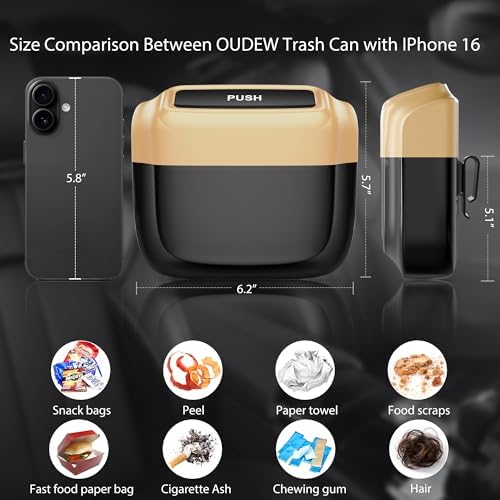 2 Pack Car Trash Can with Lid, Built-in Storage Garbage Bag - Image 2