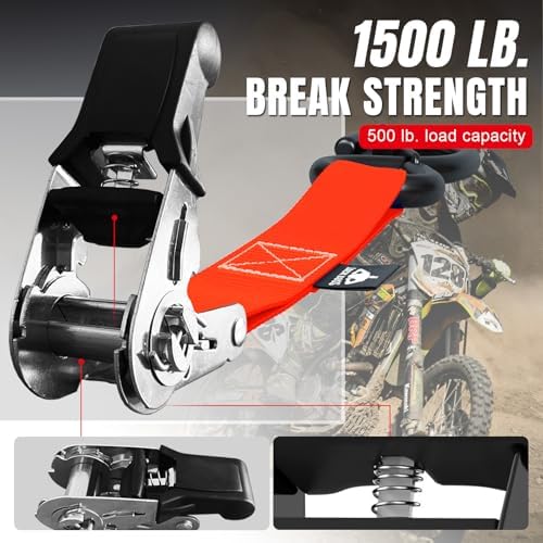 Jack Boss Ratchet Tie Down Straps Set, 1500 lbs Break Strength, Fits - Image 2