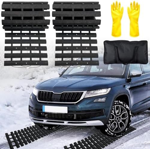 Emergency Devices 2 pcs Tire Traction Mats 47.2" x 10.8", Portable by EVTIME