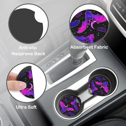 Purple Bat on Starry Sky Steering Wheel Cover - Image 4