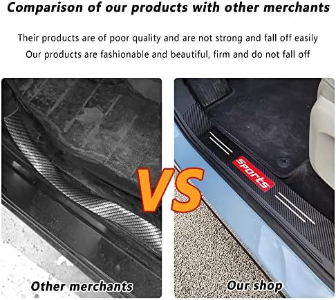 5PCS Car Door Sill Protector, Carbon Fiber Sport Threshold/Rear Bumper Guard - Image 4