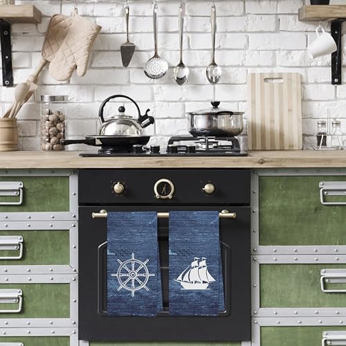 Navy Nautical Dish Towels Set - Image 4