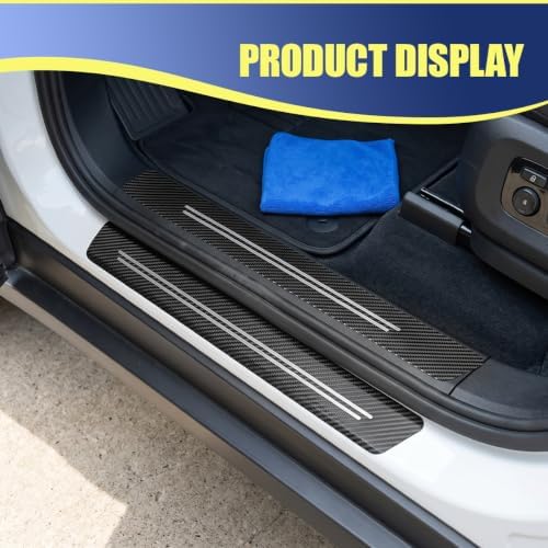 4PCS Carbon Fiber Car Door Entry Guard Sill Protector Cover - Image 6