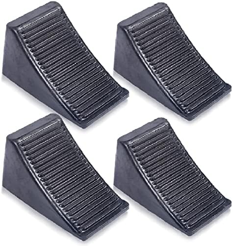 Fasmov 4 Pack Solid Rubber Heavy Duty Wheel Chock, Premium Chock by Fasmov