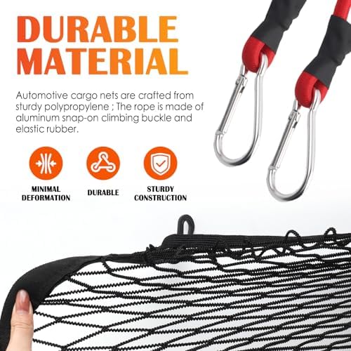 Truck Bed Cargo Net with 4 Hooks & 2 Bundling Ropes - Image 3