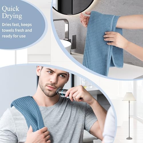 Microfiber Waffle Hand Towels, 4 Pieces, Fast Drying, Lint Free 430 GSM - Image 5