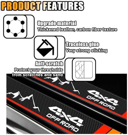 4PCS Tri-Color Door Sill Protectors, Carbon Fiber Door Threshold Protection - Image 3