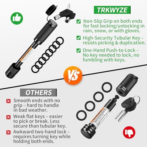 Keyed Alike Hitch Lock, Fits 2”&2-1/2” Receiver, Pick&Rust Resistant - Image 3