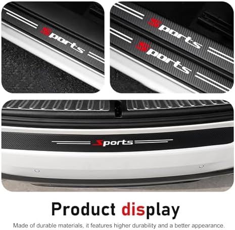 9 PCS Car Door Sill Protector, Carbon Fiber Rear Bumper Guard Strip, Leather - Image 4