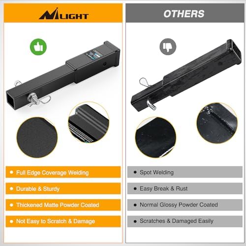 Nilight Trailer Hitch Extender 12" fits 2 Inch Receiver 3500 lbs GTW - Image 6