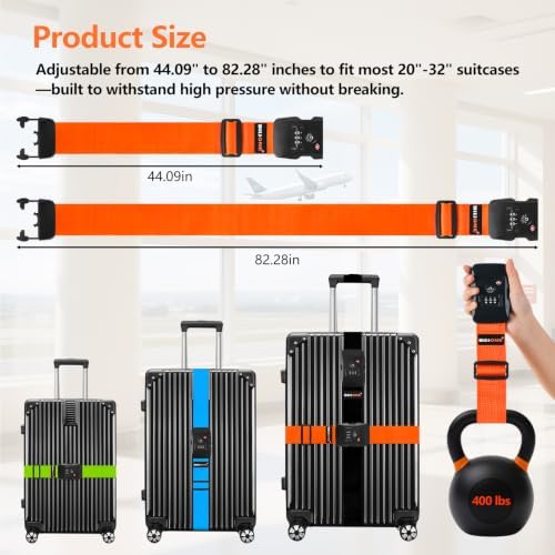 BILIONE Luggage Straps for Suitcases TSA Approved, Travel Belt - Image 5