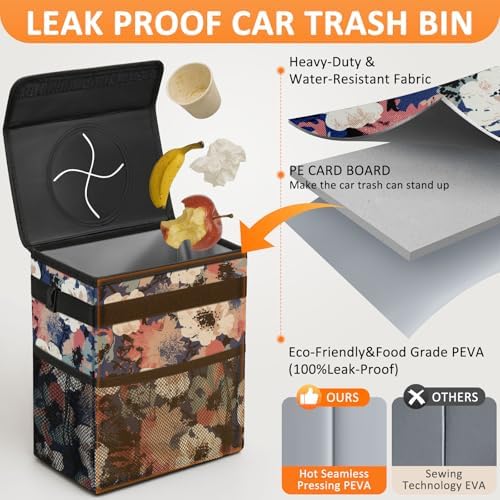 Vankor Car Trash Can with Lid Leak Proof Car Accessories - Image 3