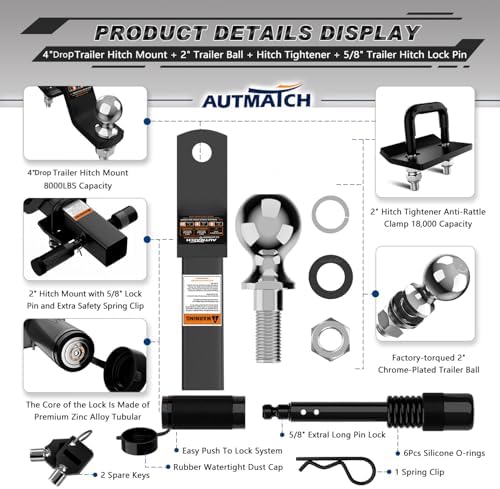 AUTMATCH Trailer Hitch Ball Mount - Image 2