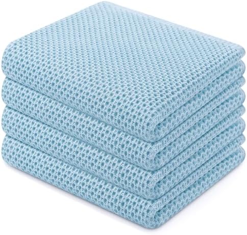 Homaxy 100% Cotton Waffle Weave Kitchen Dish Towels 4-Pack, Sky Blue by Homaxy