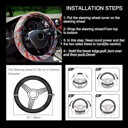 Universal 15inch Ethnic Style Baja Blanket Steering Wheel Cover - Image 4