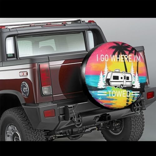I Go Where I'm Towed Sunset Beach Rv Spare Tire Cover, Funny Camping Tire Cover - Image 2