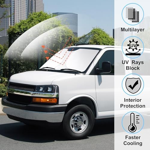Windshield Sun Shade Sunshade for 1996-2026 Chevrolet Express - Image 2