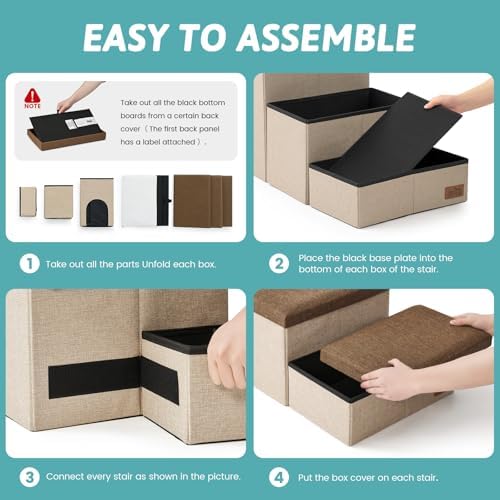 COZY KISS Dog Stairs with Storage, 17.7" H Dog Steps with Condo - Image 5