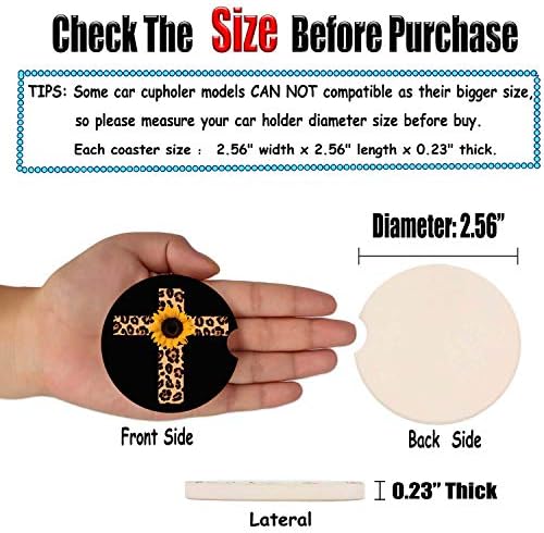 Car Coasters 2 Pack, Small 2.56" Absorbent Ceramic Coaster - Image 5