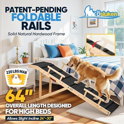 Dog Ramp for Bed with Rails, Dog Ramps for High Beds with Safety Side Railng - Image 3