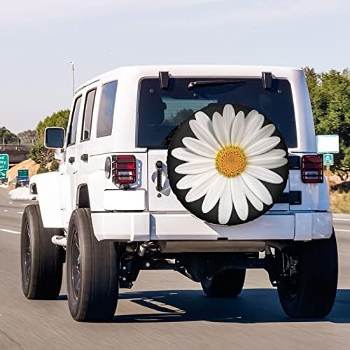 White Daisy Spare Tire Cover Dust-Proof Wheel Tire Cover Fit Trailer, SUV and - Image 3