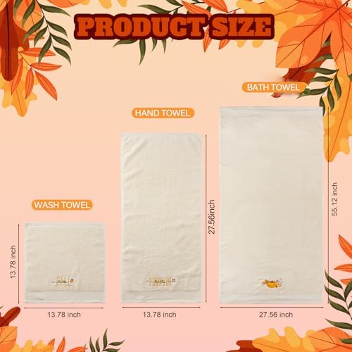 Peryiter 3 Pack Pumpkin Decorative Bath Towel Set - Image 3