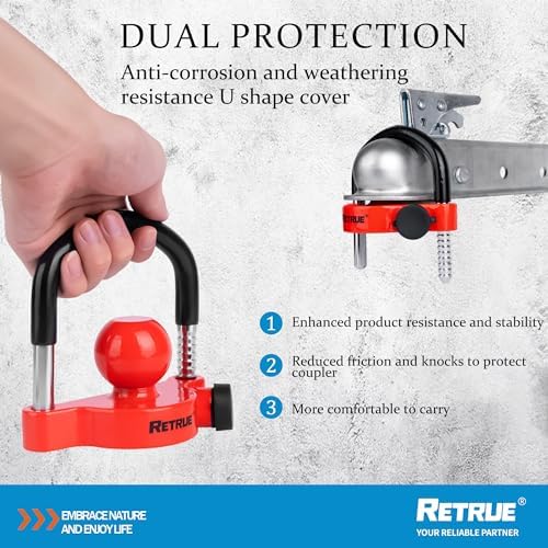 RETRUE Universal Trailer Coupler Hitch Lock, Waterproof Cover & Cap - Image 4
