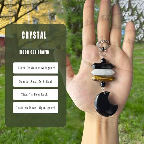 Crystal Hanging Car Charm, Moon Decor - Image 2