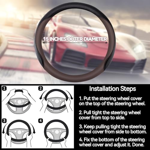 Car Steering Wheel Cover, Non-Slip Leather Protector - Image 7