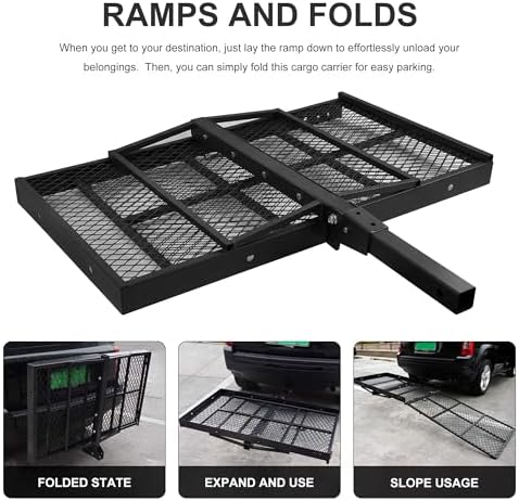 Folding Wheelchair Scooter Carrier Rack 250KG Medical Rack Ramp Hitch Mount - Image 6
