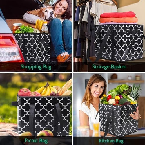 Reusable Grocery Bags 2-Pack Foldable Washable Large Storage Basket - Image 2