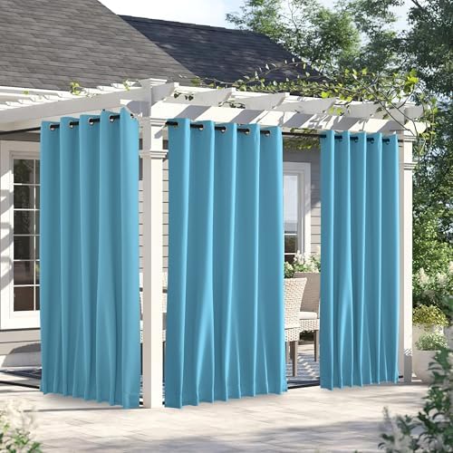 NICETOWN Weighted Curtains for Patio Waterproof W66xL84 Teal Blue 2 Panels by NICETOWN