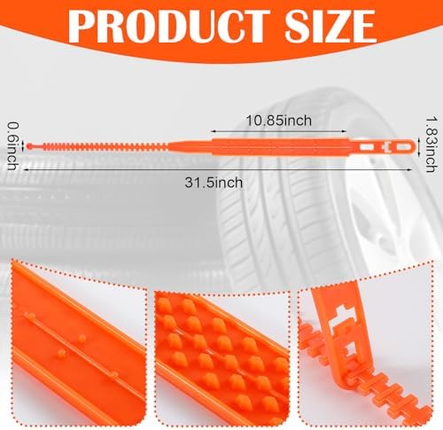 12 Pcs Heavy Duty Anti Skid Snow Tire Chains, Nylon Winter Snow Tracks - Image 2