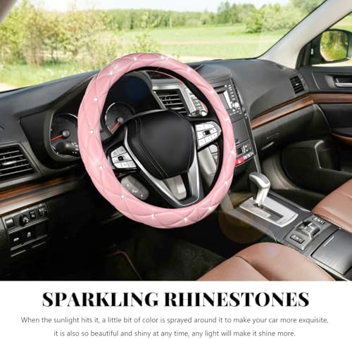 Bling Car Steering Wheel Cover, 15 Inch Diamond Leather Anti-Slip Auto Steering - Image 5