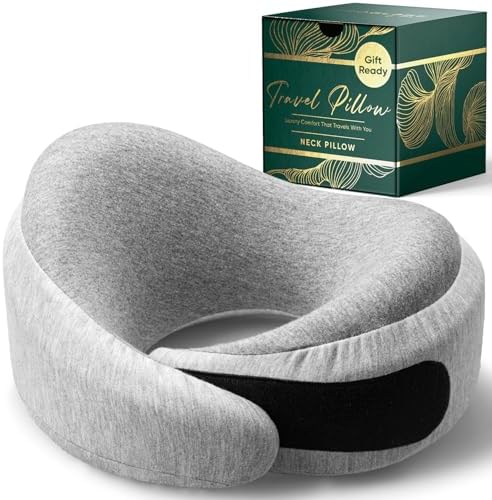 Proglobe Luxe Memory Foam Travel Pillow, Organic Cotton Cover, Light Gray by ProGlobe