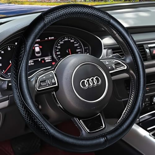 Haokay Heavy Duty Pure Cowhide Steering Wheel Cover, Genuine Leather Steering by HAOKAYAUTOPRODUCTS