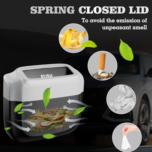1 Pack Car Trash Can with Lid, Built-in Storage Garbage Bag - Image 3