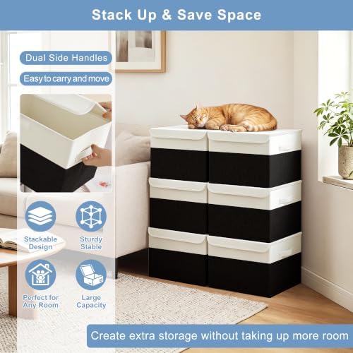 Bagnizer Large 22 Quart Linen Fabric Foldable Storage Bin Cube Organizer Basket - Image 5