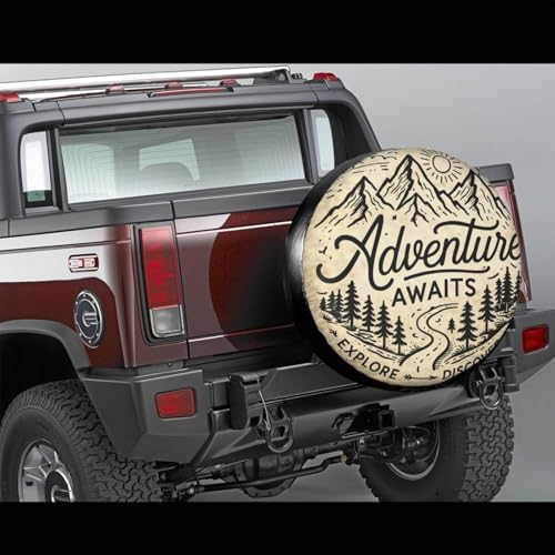 Spare Tire Cover，Adventure Awaits Camper Spare Tire Cover Waterproof Sun - Image 2