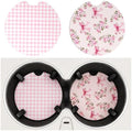 2PCS Wooden Pink Car Coasters for Women, Bow & Checkered Car Cup Coasters by Unknown