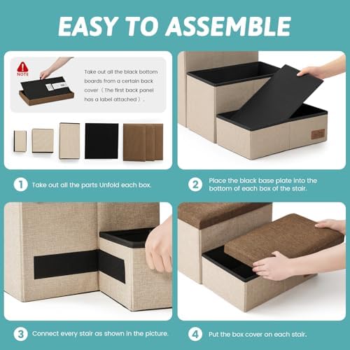 COZY KISS Dog Stairs with Storage, 16.7" H Wider Dog Steps - Image 4