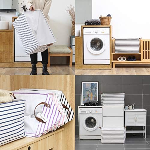 Hinwo 4-Pack Extra Large Canvas Fabric Storage Baskets - Image 3