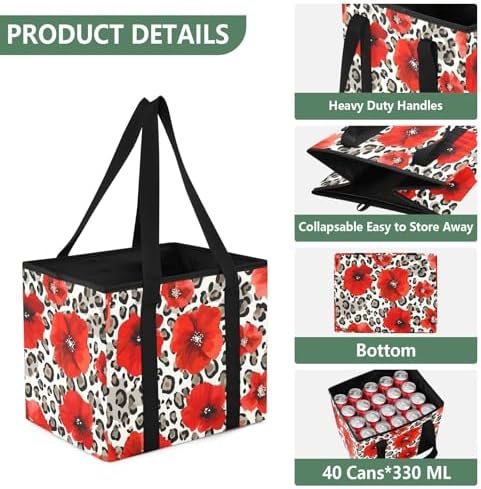 ALAZA Red Poppy Leopard Cheetah Car Trunk Organizer and Storage - Image 3
