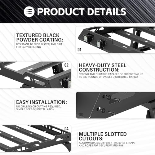 YZONA for JL JLU Roof Rack Hard Top Cargo Basket - Image 4