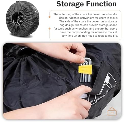 1 PC Car Tire Cover, 25.98" Anti-scratch Car Spare Tires Cover, 210D Oxford - Image 3
