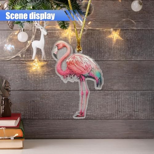 2D Flat Flamingo Car Rear View Mirror Charm, Acrylic Car Rear View Mirror - Image 5