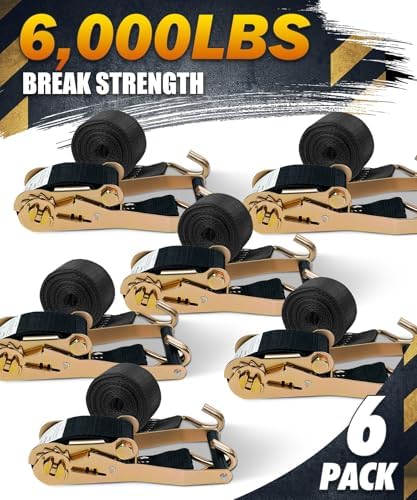 2" Ratchet Straps 6 Pack - 15ft Heavy Duty - Image 2