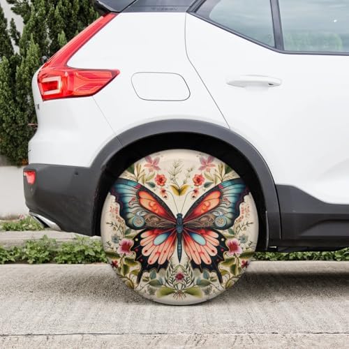 Spare Tire Cover for RV Trailer, Retro Butterfly Flower Tire Covers Universal - Image 6